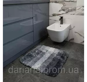 Килимок антибактеріальний для ванної та туалету DarianA Pearl 50x60 сірий м'який та пухнастий