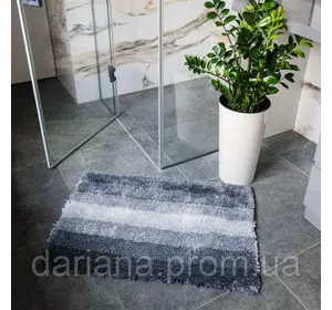 Килимок для ванної та туалету DarianA Pearl 60x90 сірий антиковзкий, міцний, легкий у догляді
