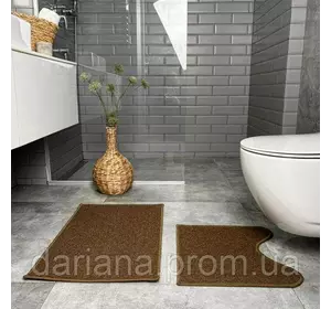 Набір килимків для ванної кімнати LITTLE 44x70+44x40 см коричневий антиковзкий, міцний, легкий у догляді