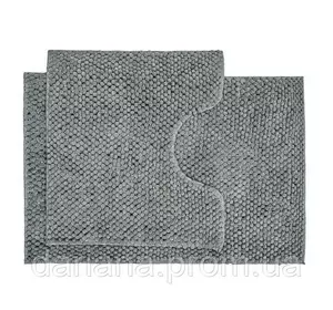 DarianA Набір килимків для ванної кімнати Ананас, сріблясто-сірий, 55x80+55х50 см